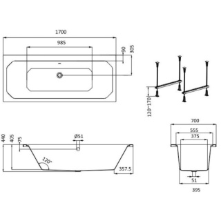 Burlington Arundel Double Ended Bath 1700 x 700mm